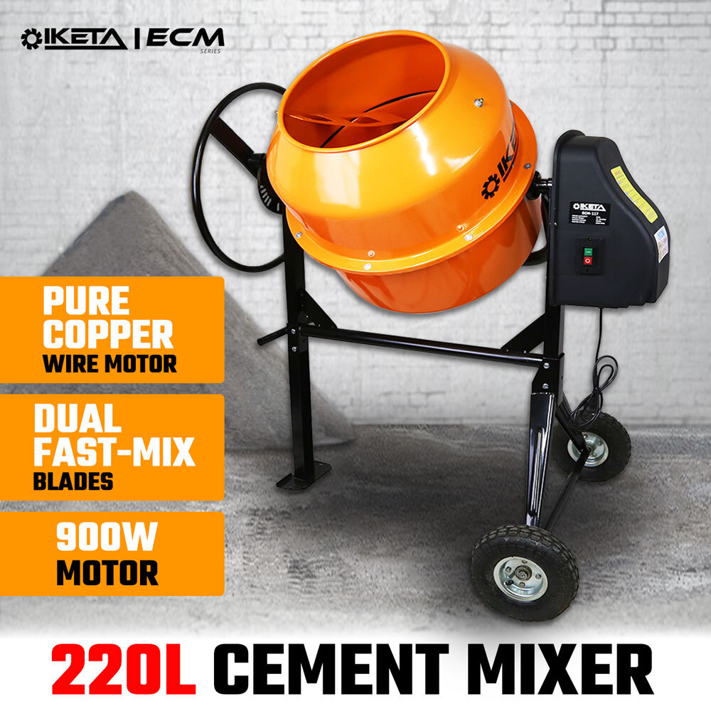220L Cement Concrete Mixer Electric Portable Construction Sand Gravel