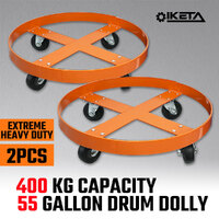 IKETA 2PCS 55 Gallon Drum Dolly 400KG Heavy Duty Stand 205L Swivel Caster Wheels