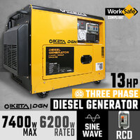 Diesel Generator 7400W Max Sine Wave Electric Start Site Camping Portable Power