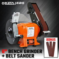 6" Bench Grinder & Belt Sander Linisher Sharpener Polisher Industrial Workshop
