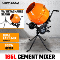 165L Cement Concrete Mixer W/ Pedestal Stand Electric Portable Construction 600W