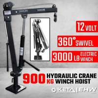 900kg Swivel Hydraulic Crane Hoist 12V Electric Jack UTE Trailer Pick up Lift
