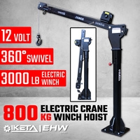 800kg Electric Hoist Winch Crane 12V Swivel Car Truck UTE Lift 360° Pick up