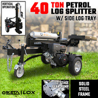 40 Ton Hydraulic Log Splitter Petrol Engine Fire Wood Axe Horizontal & Vertical