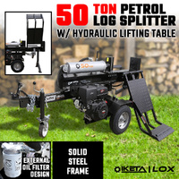50 Ton Log Splitter W/ Hydraulic Lifting Table Firewood Axe Cutter Petrol Engine