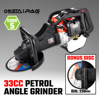 IKETA Angle Grinder Petrol 33cc 9" 230mm Cutting Disc Metal Grinding Cut Tool