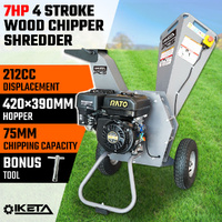 IKETA 7HP Wood Chipper 3" Garden Shredder Mulcher 212CC Petrol Upright Portable