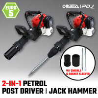 2in1 Petrol 52cc Pile Post Driver+Jackhammer Star Picket Jack Hammer Demolition