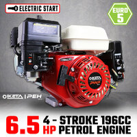 6.5HP OHV Petrol Engine Stationary Motor Horizontal Shaft Electric Start Recoil