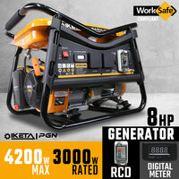 IKETA Petrol Generator 4200W Max Site Camping Portable Backup Power Supply