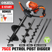 IKETA Post Hole Digger Earth Auger 75CC Ground Drill Bit Petrol Borer Fence Bits