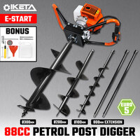 IKETA Post Hole Digger Earth Auger 88CC Ground Drill Bit Petrol Borer Fence Bits