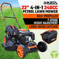 22'' Self-Propelled Lawn Mower 240cc Petrol Lawnmower OHV 4-Stroke Push 7-Height