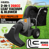 2-IN-1 Petrol Leaf Vacuum Blower 208CC Self-Propelled Lawn Grass Catcher