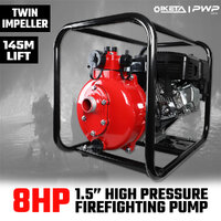 1.5" Petrol High Pressure Water Pump 8HP Fire Fighting Twin Impeller Irrigation