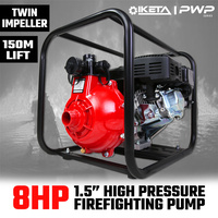 1.5" Petrol High Pressure Water Pump 8HP Fire Fighting Twin Impeller Irrigation